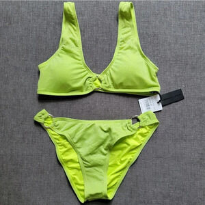 KENDALL + KYLIE Women's Lime Green 2-Piece Ring-Trim Bikini Set Size Xla…